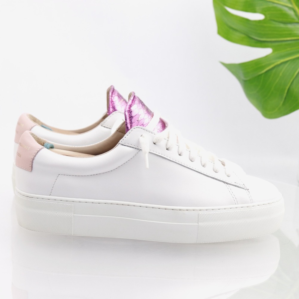Zespa Shoe Women Americana Sneaker Size 7.5 White Leather Pink Metallic Platform